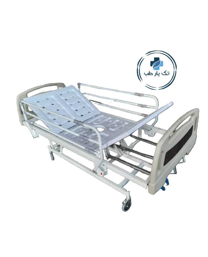 تخت بیمار،بیمارستانی مکانیکی لگن خور سه هندل سه شکن سوراخ دار با تنظیم ارتفاع